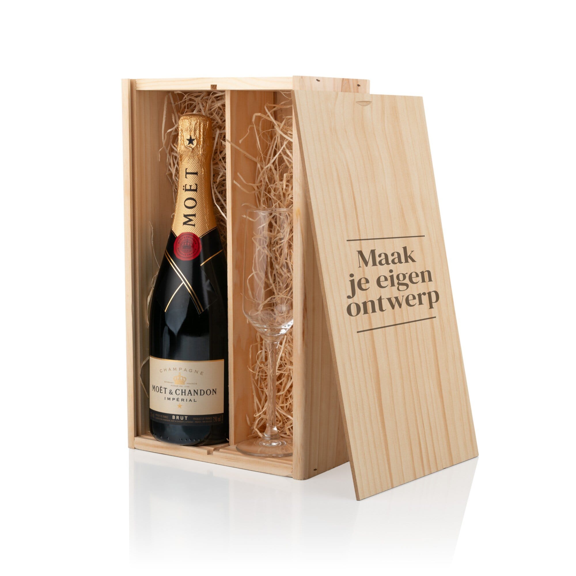Champagnepakket met gegraveerd glas - 2 vaks Emballage cadeau champagne | Envoyer un cadeau champagne