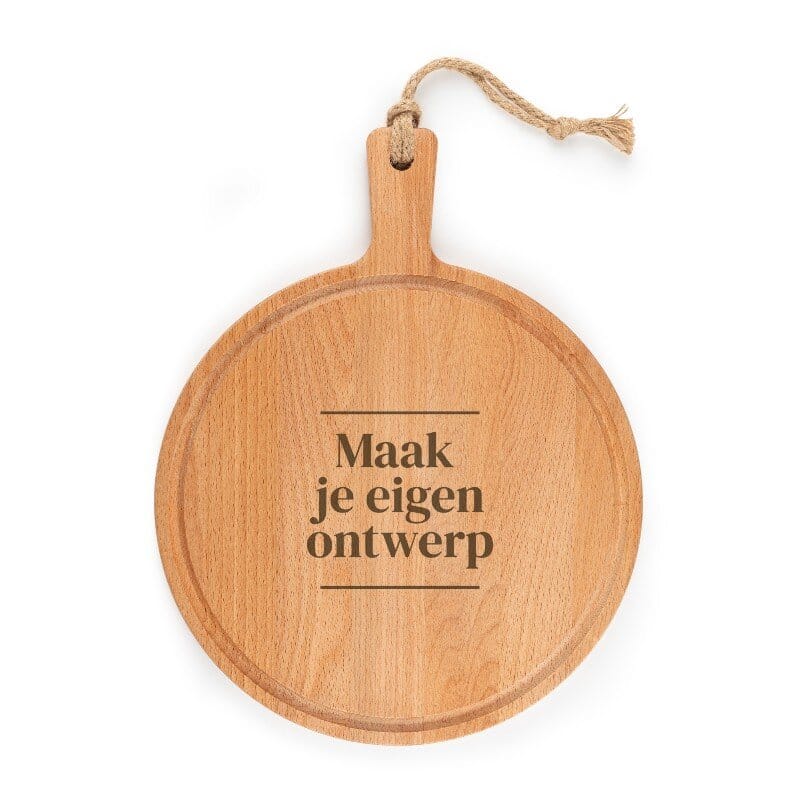 houten borrelplank met handvat gegraveerd