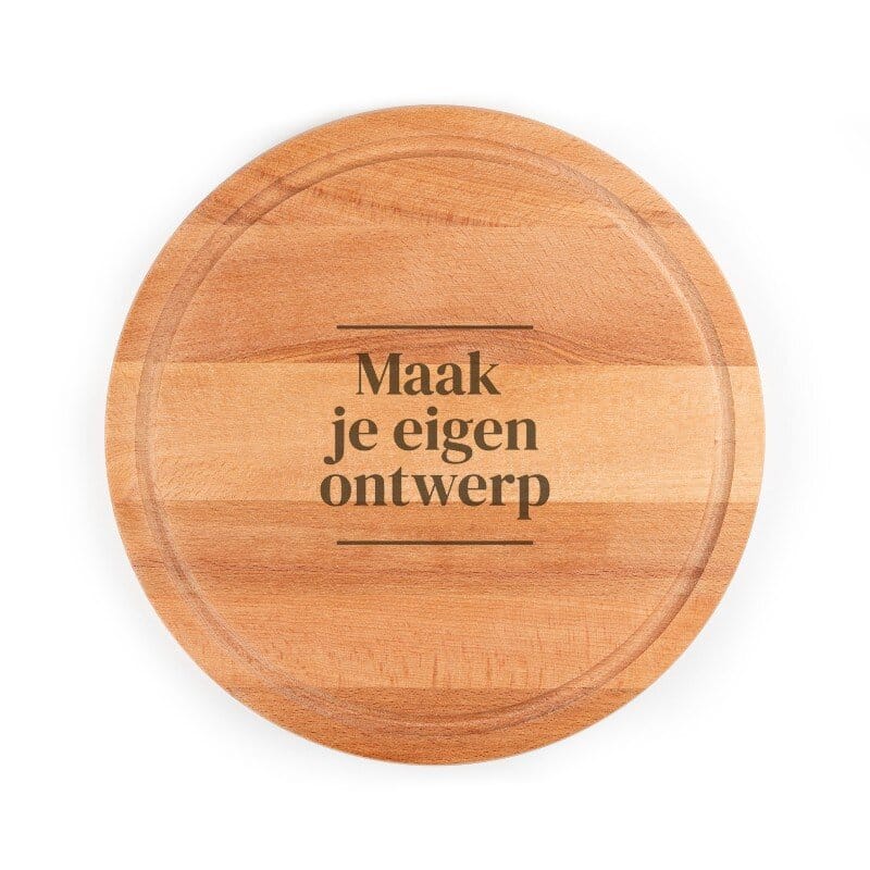 planche à découper ronde en hêtre avec canal à jus gravée avec logo ou votre propre design