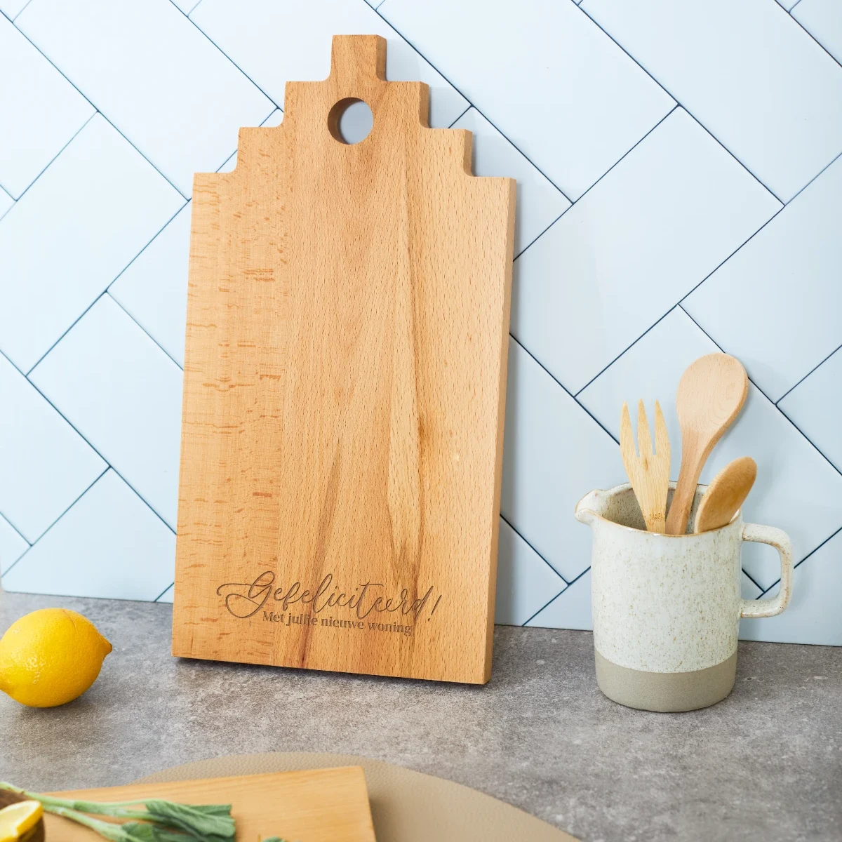 Planche de service 39 x 20 cm Coffret à boissons gravure maison | Broker cadeau d'affaire