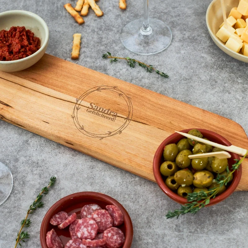 Planche à tapas 50 x 12 cm Gravure sur planche à tapas | Planche à servir personnalisée